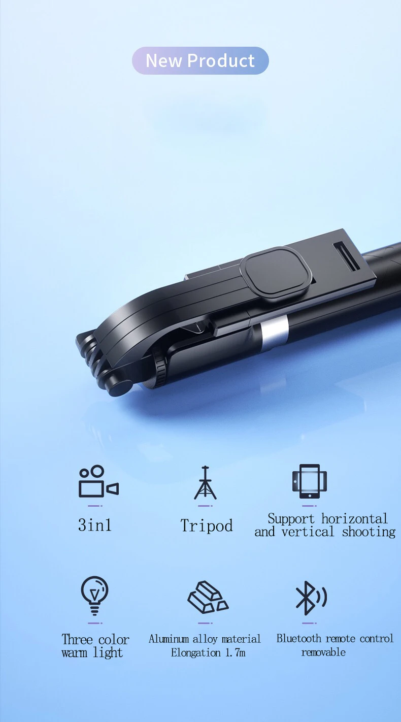 Description Picture 4 of item1.7m Extendable live Tripod Selfie Stick Support LED Ring Dual Light Mirror Stand 4 in 1 Phone Mount for iPhone 15 14 11 Android