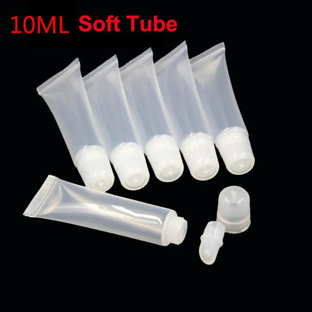 

5Pcs 10ml Refillable Empty Plastic Squeeze Tube Translucent Cosmetic Container Travel Bottle Empty Tube Lip Gloss Lip Balm