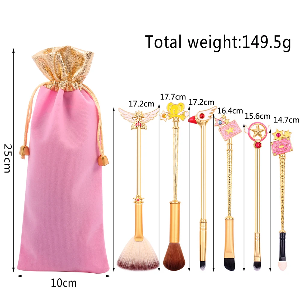Description Picture 4 of item6pcs Anime Card Captor Sakura Makeup Brush Set Metal Handle Soft Fluffy Cosmetics Powder Brush Pink Eyeshadow Eyebrow Brush