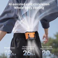 Ventilateur de refroidissement portable à double turbine, rechargeable USB, à suspendre à la taille, pour extérieur, avec LED 5