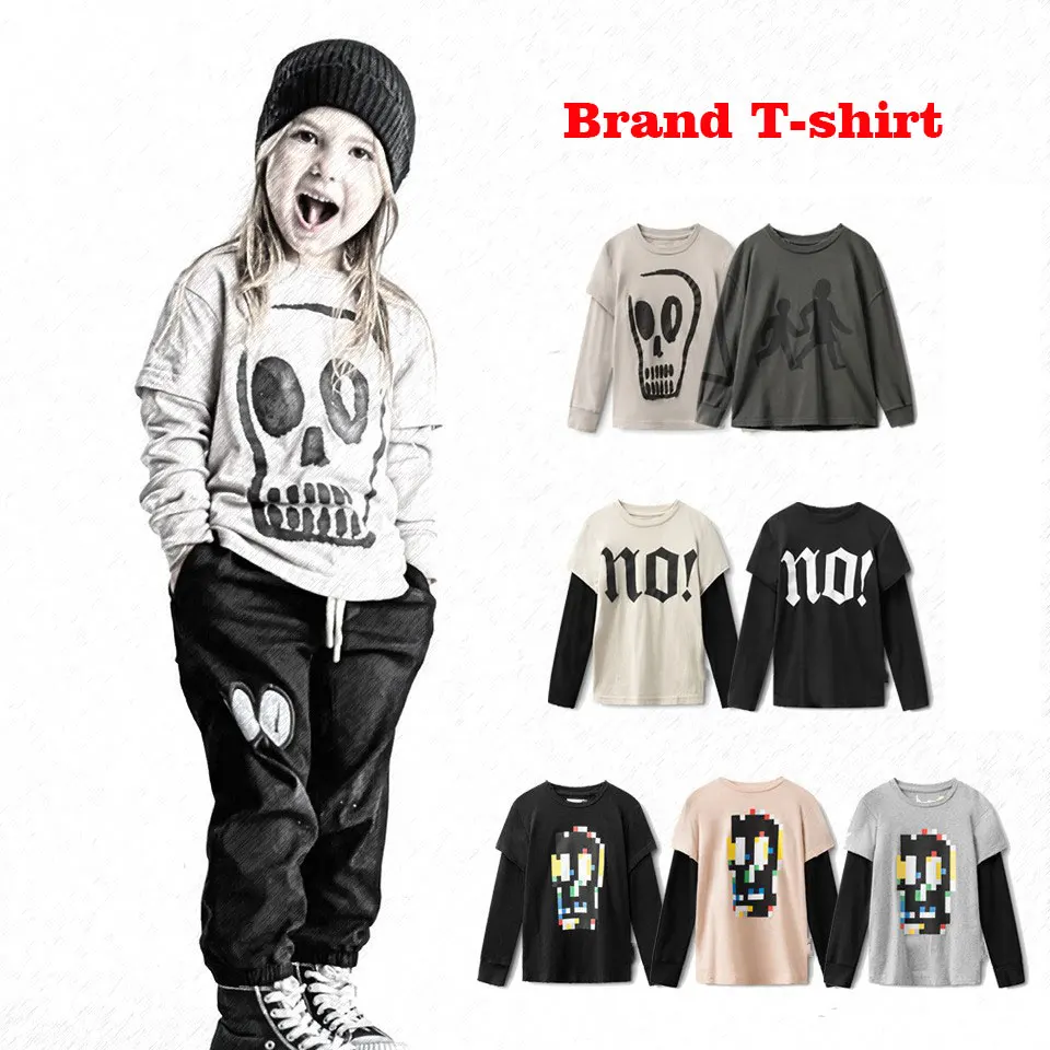 

Children's T-shirt 23 Autumn Fashion Cartoon Boys Long-sleeved T-shirt Cotton Printing Girls Bottoming Shirt Clothing 1-14Y