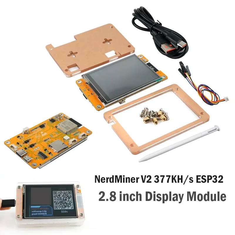 1PCS/2PCS/4PCS NerdMiner V2 377KH/s ESP32 개발 보드 모듈 드라이버 2.8인치 디스플레이 저항막 터치스크린 + 아크릴 케이스