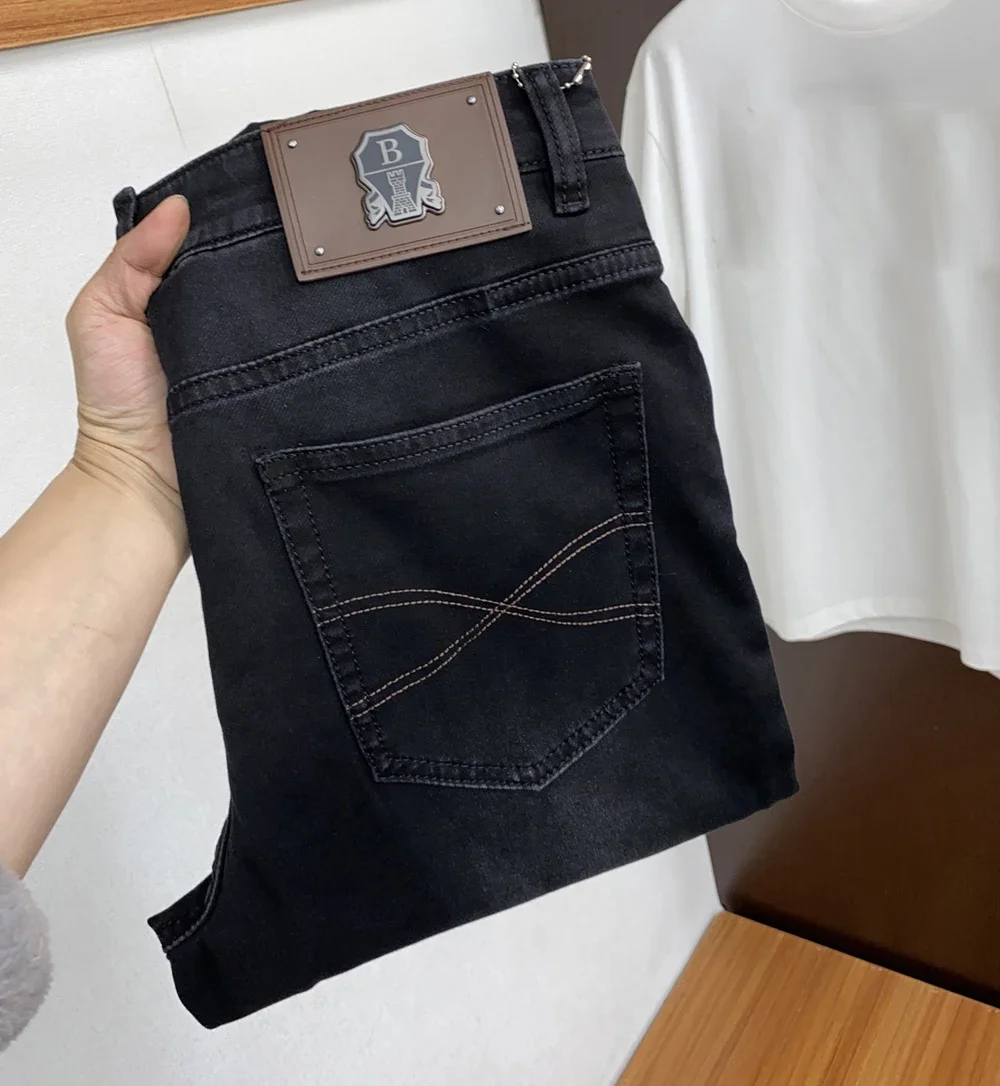 

BILLIONAIRE BLSK CPRT Jeans BC Thin cotton men 2024 Spring Summer new elastic comfort zipper embroidery size 29-38 long pants