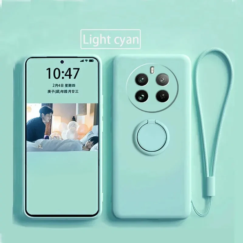 Enhanced Liquid Silicone Ring Stand Shockproof Phone Case - Soft Skin Feel Back Cover