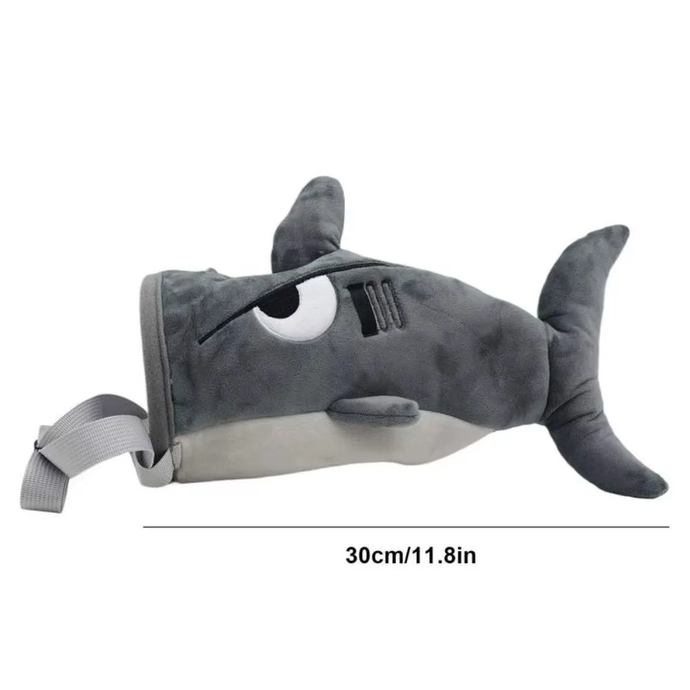 Gray Color Flannel Shark Chalk Bag Flannel Material Shark Shape Rock Climbing Bag Stuffed Animal Design Bouldering Bag