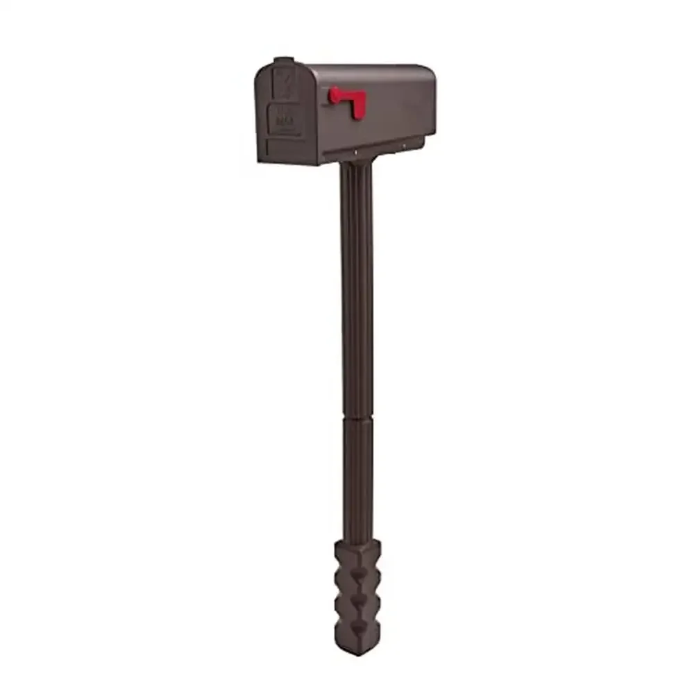 Plastic Mailbox Post Kit Medium Capacity Mocha USA-Made Easy Install
