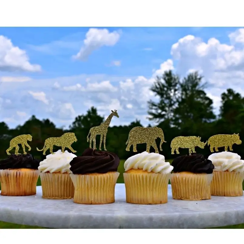 24 Pezzi Safari Animal Cupcake Toppers, Jungle Animal Cupcake Toppers, Safari Birthday, Safari Baby Shower, Wild One Birthday, Ju