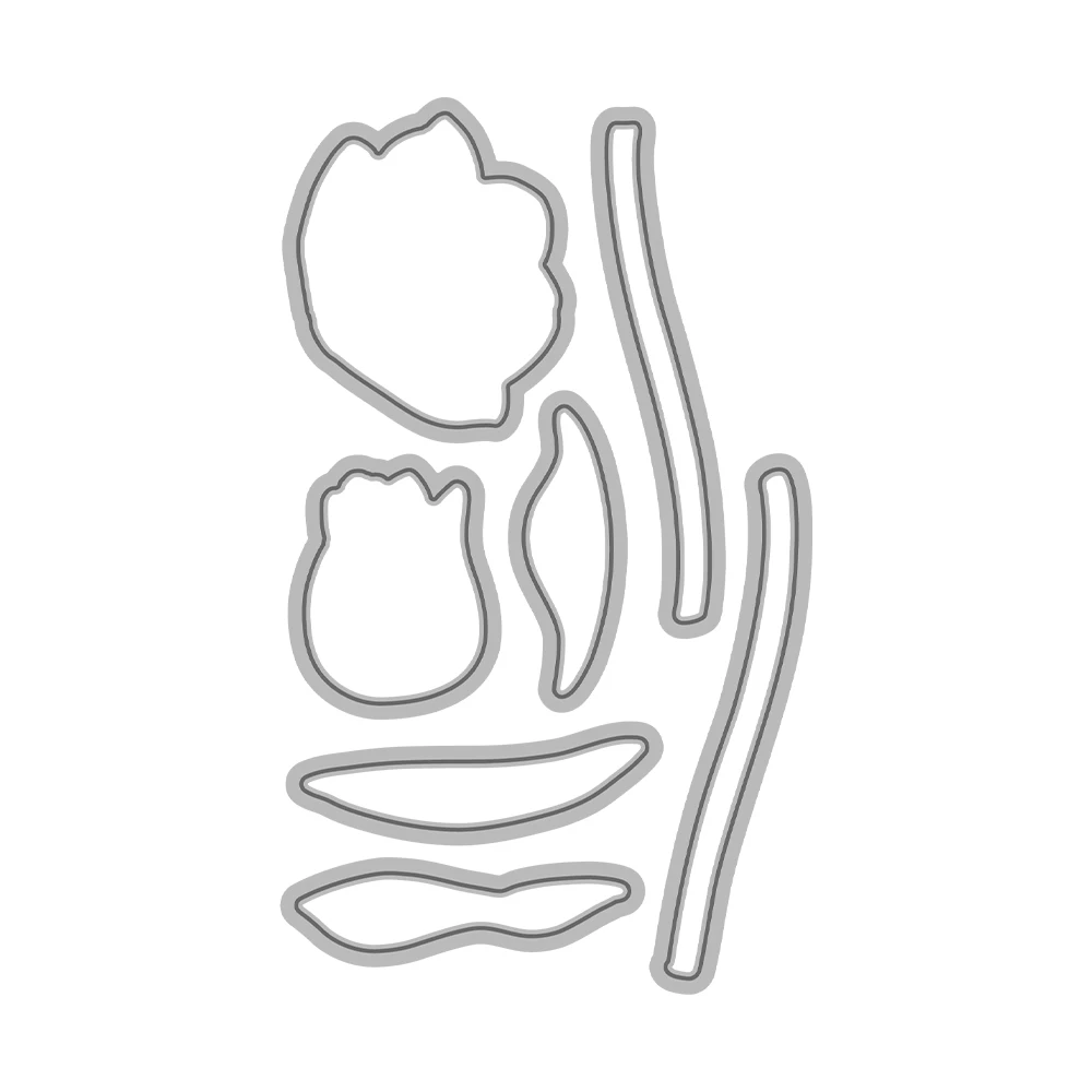 망고크래프트 아름다운 튤립 꽃 절단 투명 스탬프, DIY 스크랩북 용품, 금속 절단 다이, 카드용 실리콘 스탬프