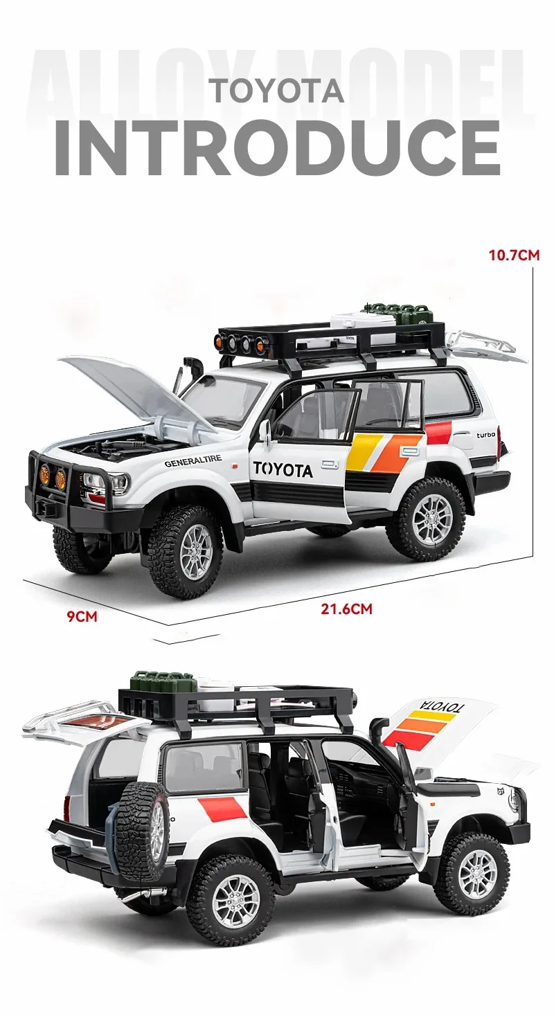 1:24 Toyota Land Cruiser Lc80 Suv Alloy Miniature Car Diecast Metal Scale Car Model Sound＆Light Children Toy Collection Vehicle