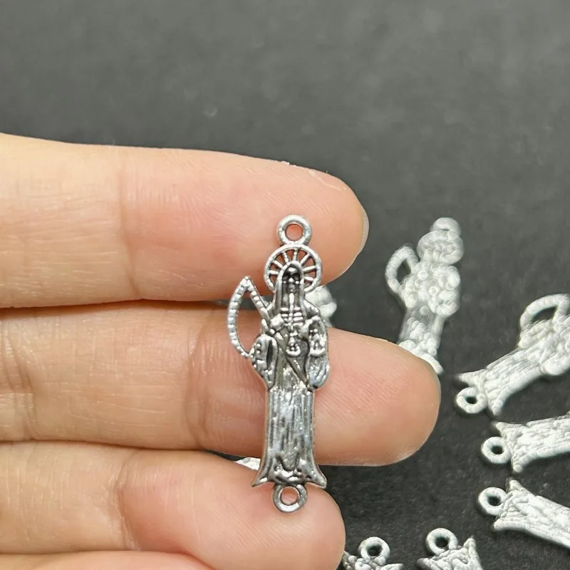 100pcs Vintage Santa Muerte Pulsera Mexican Antique Silver Bracelet Making  Findings Charm Holy Death DIY Jewelry and Accessories - AliExpress