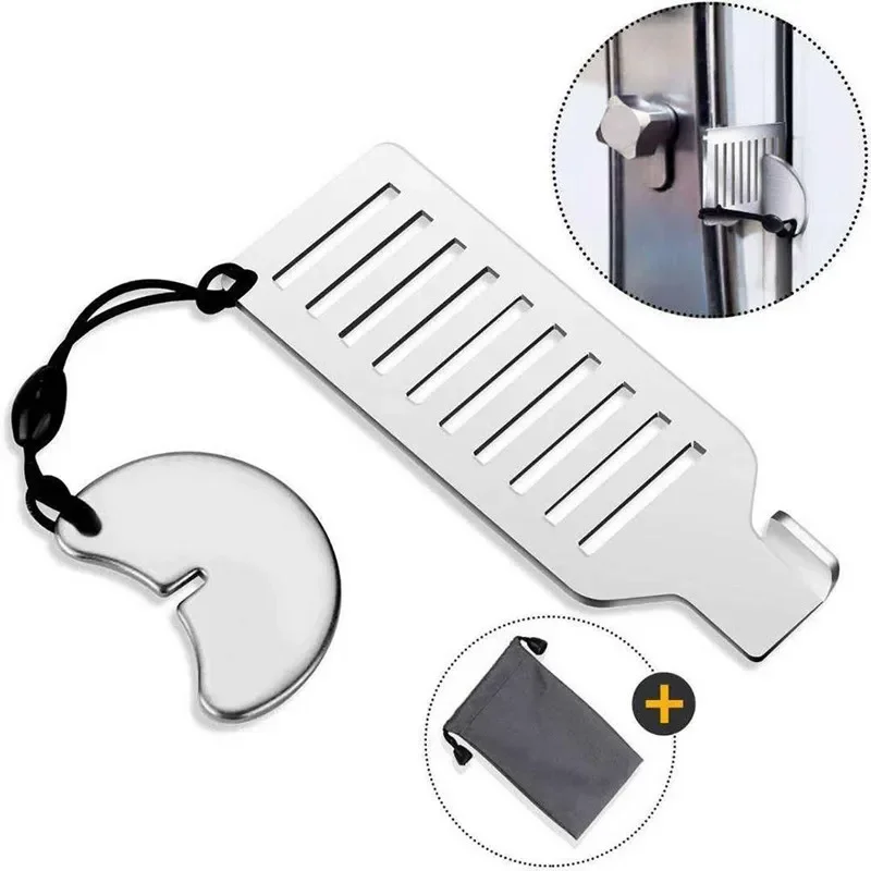 Stainless Steel Travel Door Lock Security Portable Door Plug Hotel Blocker Home Security Lock Latch Device 1set