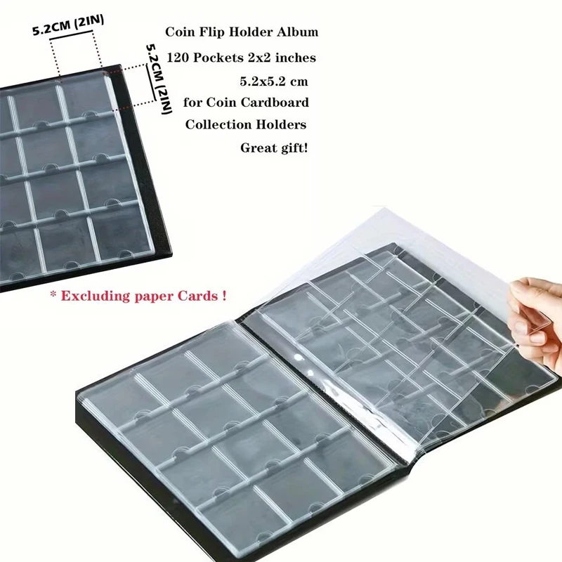 Deluxe 120-Slot Coin Collection Album for Cardboard Coin Holders