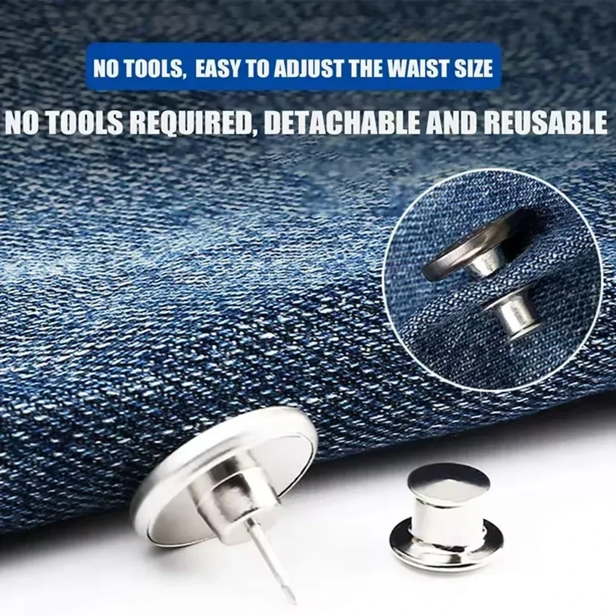 6/12pcs-Button Pins Loose Jeans No Sew Instant Replacement Snap Tack Button Ceryvop Reusable Adjustable Metal Pants Tightener