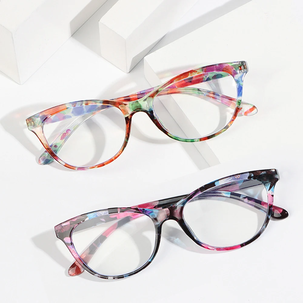 Mode druck Blumen Lesebrille für Frauen Männer Anti-Blaulicht Augenschutz Presbyopie Brillen elegante Blumen Brillen – Detail 1