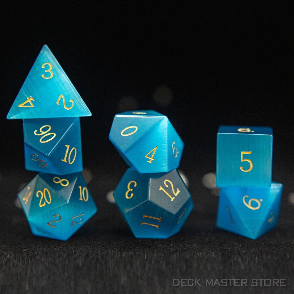 Aquamarine Cat Eye Dice Polyhedral Gemstone Various Shapes Digital D20 DnD Dice for Dungeons and Dragons COC RPG Board Gaming dungeons 3 dlc 02 evil of the caribbean pc