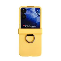 Ultra - Thin Matte Shockproof Flip Case with Ring for Xiaomi MIX Flip (YELLOW)