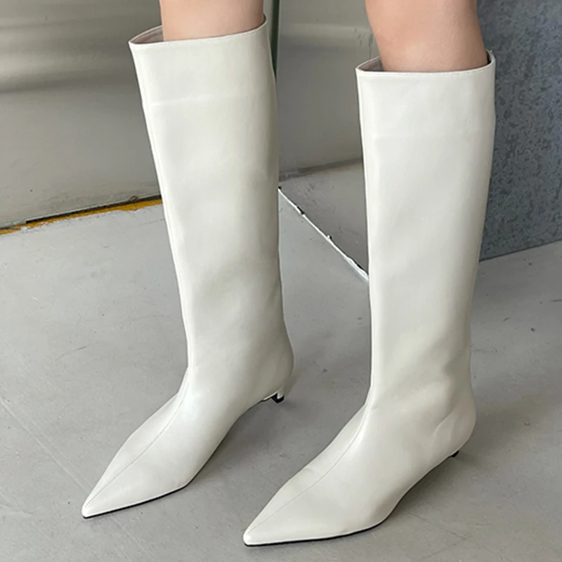 Knee White Boots Fall 2021 Knee Boots, Tall Boots On Low Heels