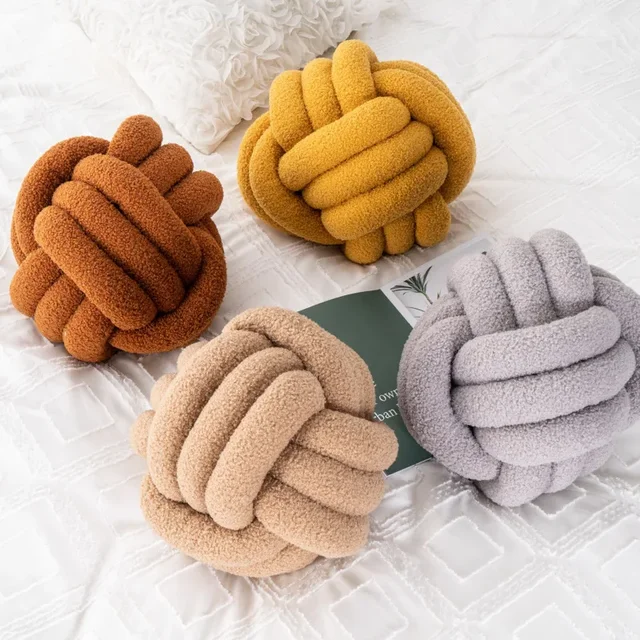 Coussin en peluche Globe à nœud esthétique, boule nordique, oreiller décoratif pour canapé, coussin de dos doux pour dormir 6