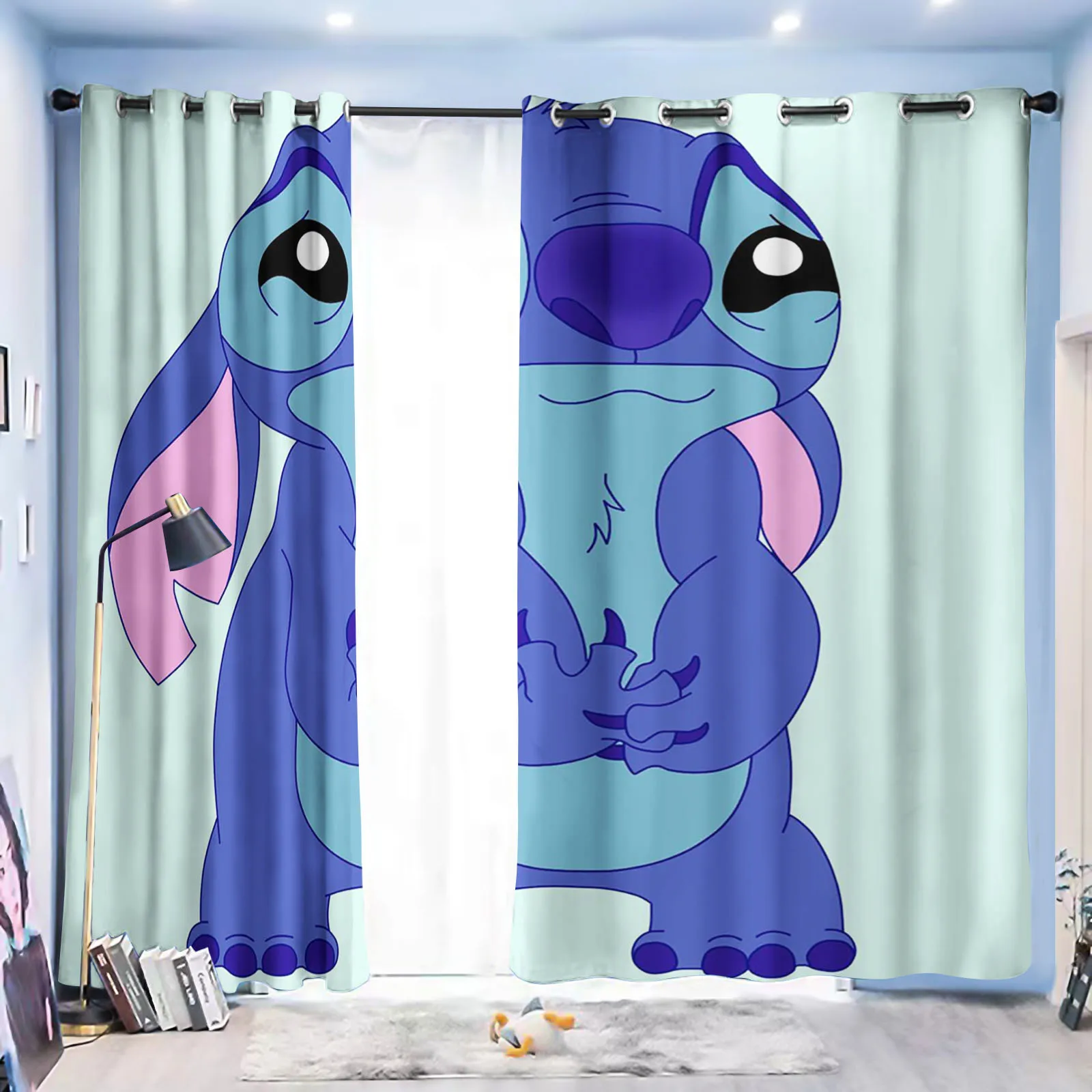 

Stitch 100% Polyester Printed Cortinas Cartoon Cute Dustproof Balcony Screen Curtains For Living Room Anime Luxury 1pc Home