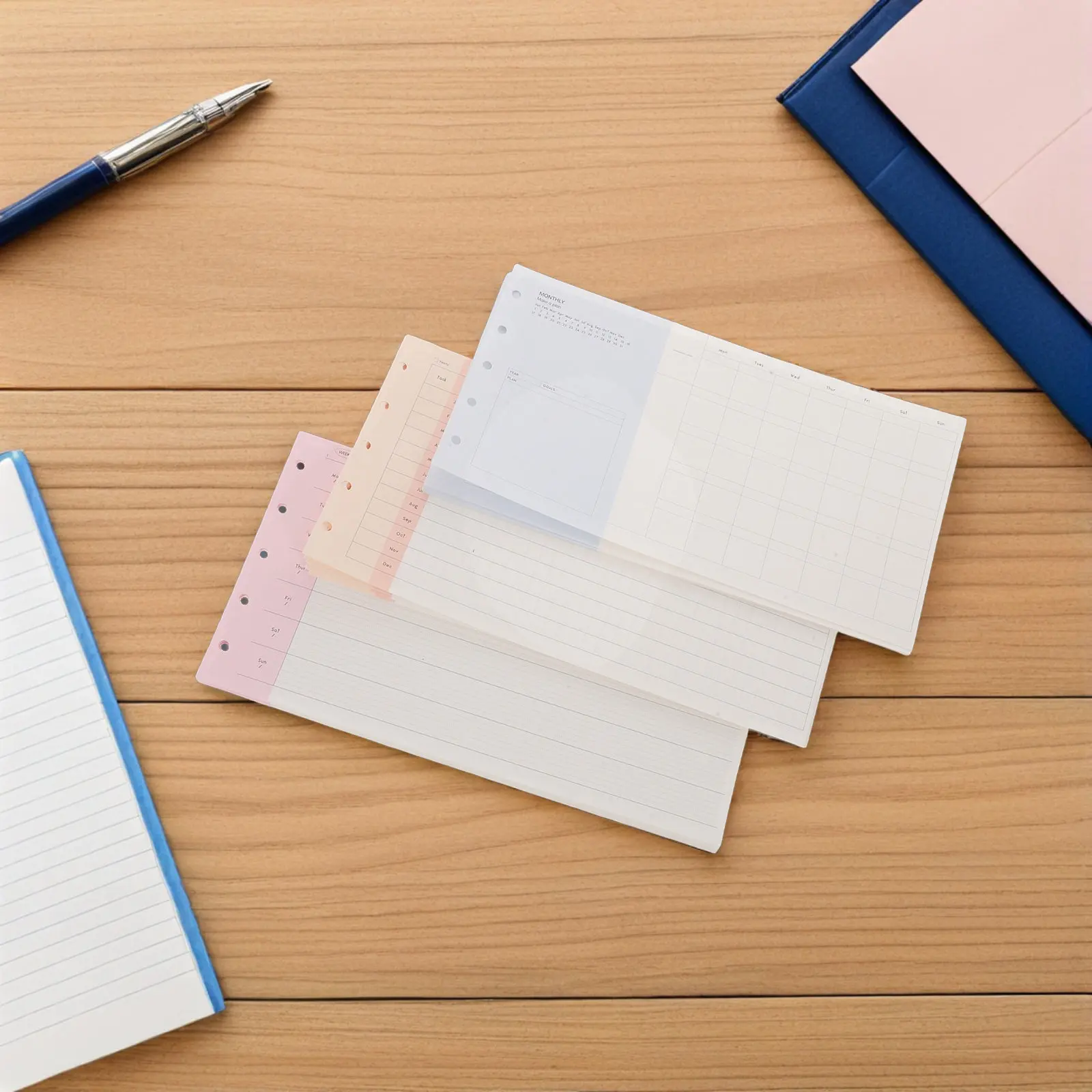 3세트 M5 트라이폴드 플래너 인서트 8x4 A6 바인더 리필 루즈리프 용지 데일리 위클리 먼슬리 플래너 페이지 루즈리프 용지
