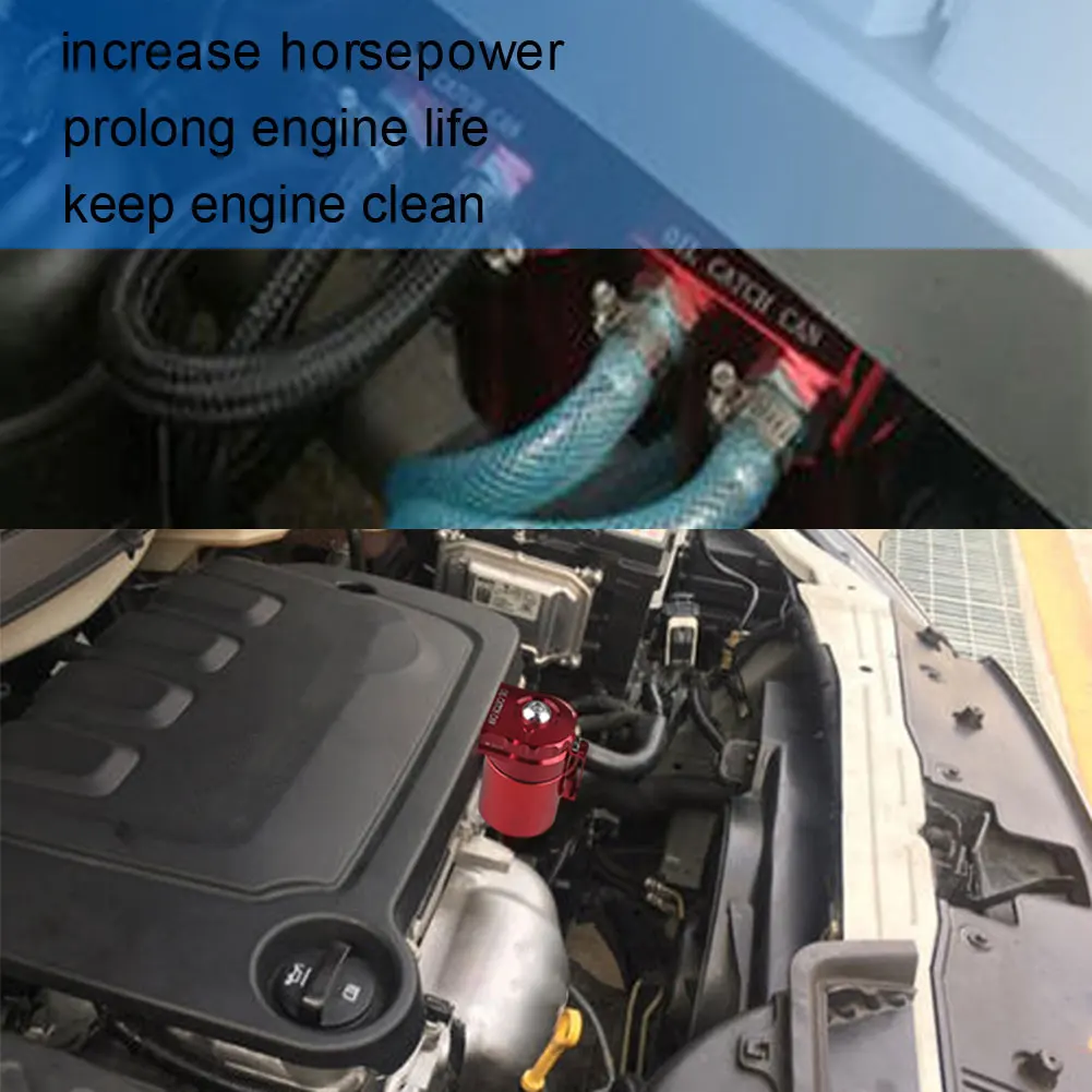 Car Baffled Oil Catch Can Tank Kit with Breather 300ml Aluminum Polish Engine Air Oil Separator Tank Reservoir Kit Universal