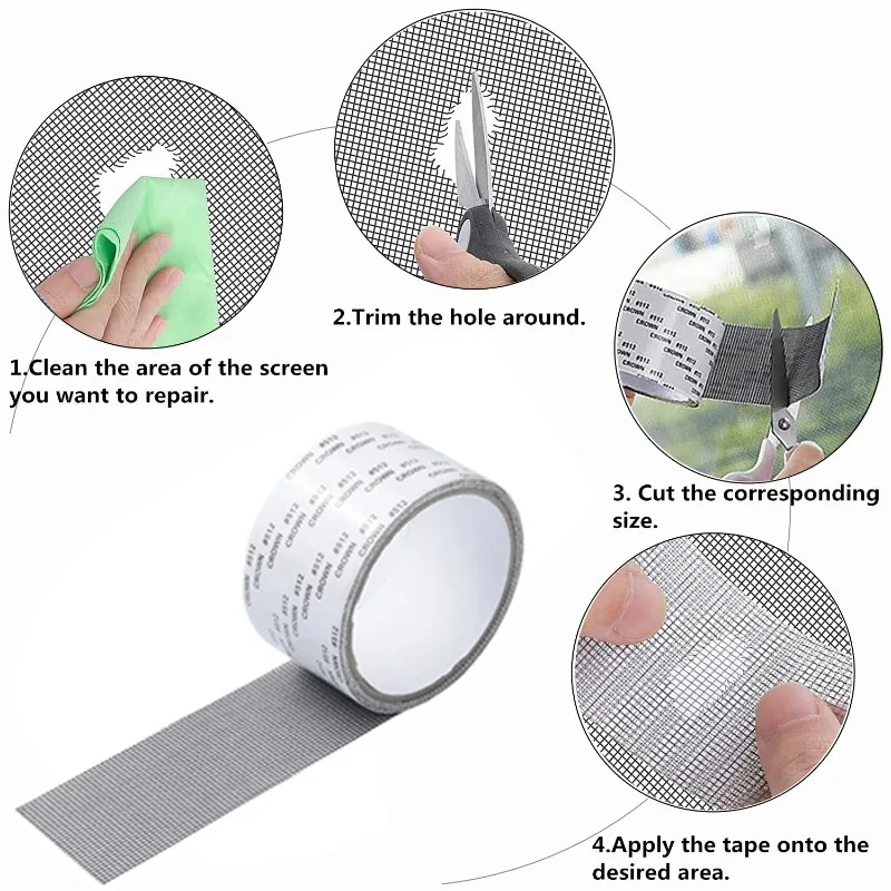 Anti-mosquito Window Screen Repair Tape Self Adhesive Mesh Tape Door Window Mosquito Net Patch Strong Adhesive Sash Repair