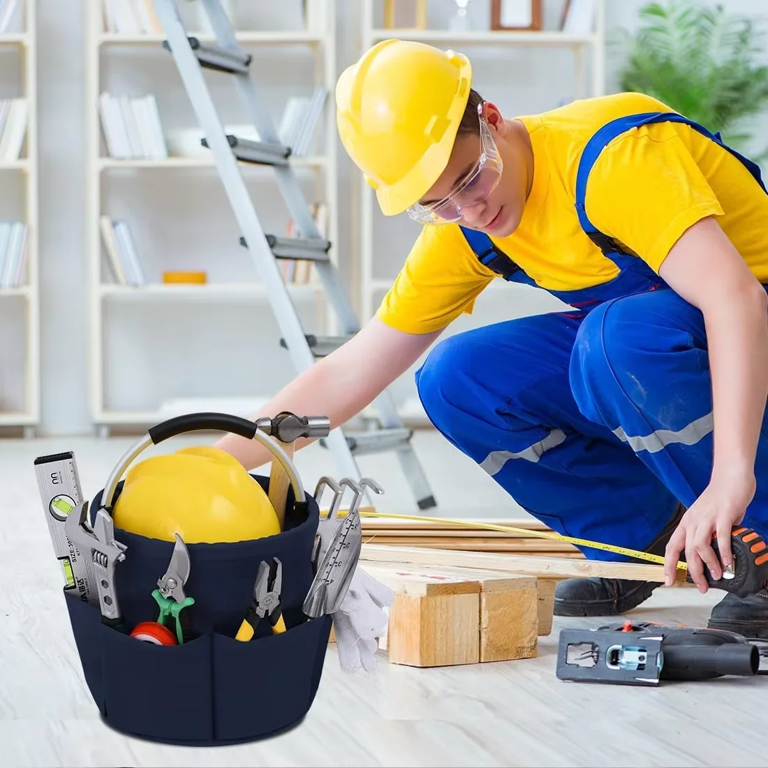 Neuer 17L Großer Faltbarer Aufbewahrungskorb für Autowäsche, Picknick, Garten, Strand, Outdoor-Tragetasche mit Griff, Werkzeugtasche, Reinigungsorganizer – Detail 7