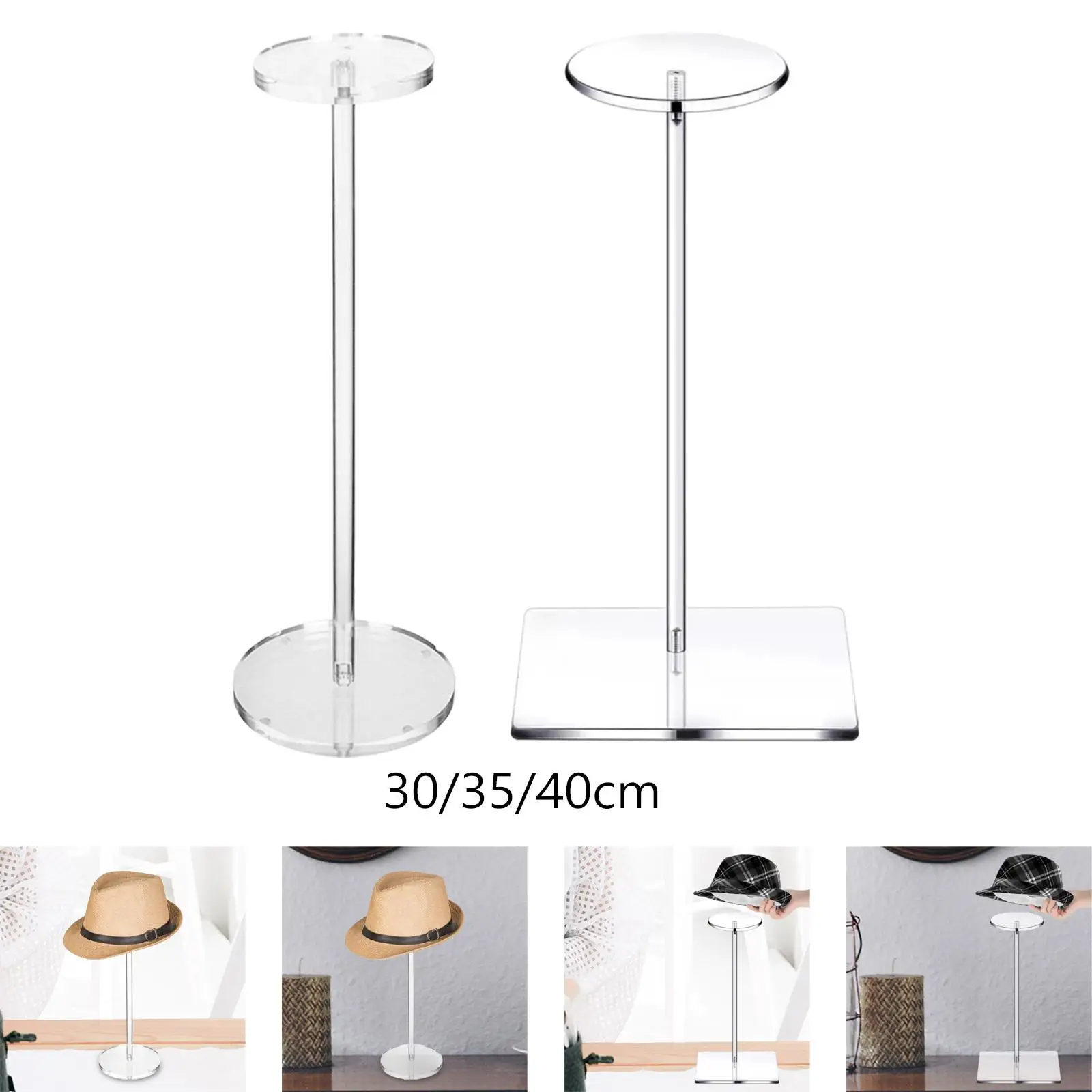 Acrylic Hat Stand Hat Display Rack Clear Wig Stand Freestanding Baseball Hat Rack for Jewelry Various Hats Wig Cowboy Hat Market