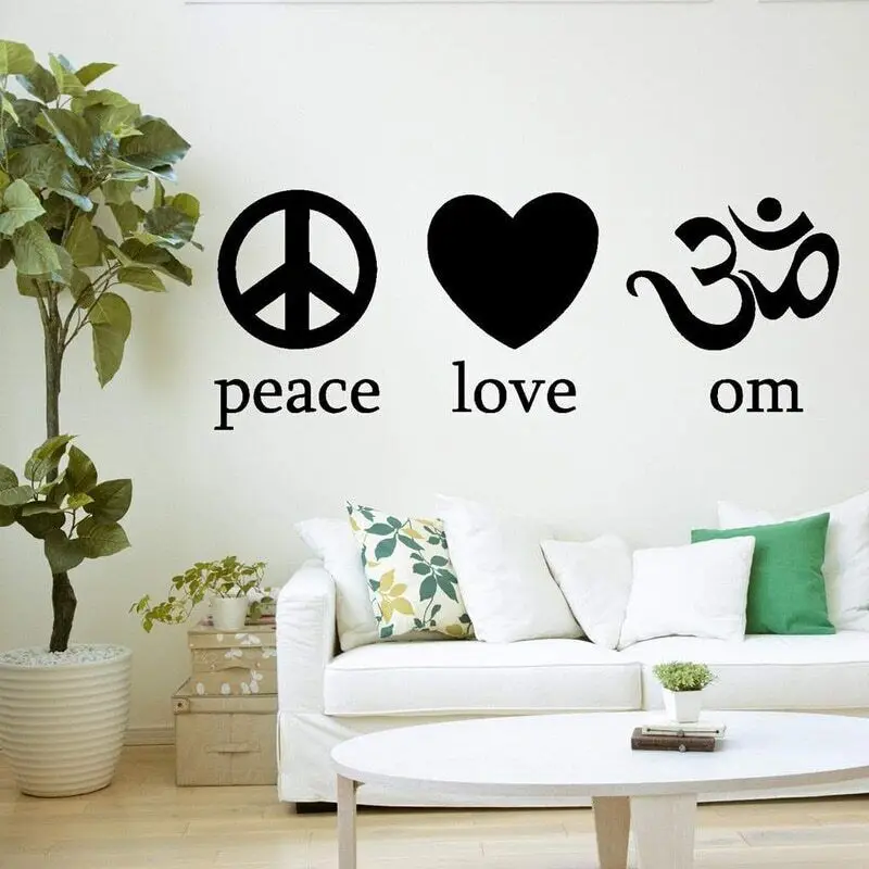 Настенная Наклейка Om Peace Love Символ йоги Spirit Mind Body, Настенная Наклейка с креативным дизайном, Настенная картина 