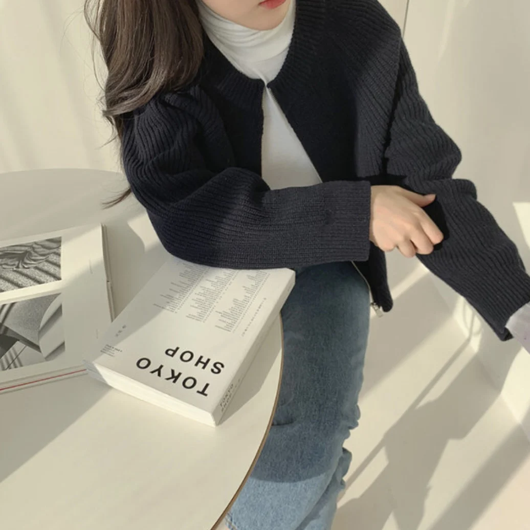 HziriP Korea Chic O-Neck Women Knitwear Coats Warm Thicken All Match Gentle 2021 Streetwear New Loose Femme Cardigans Sweaters green sweater