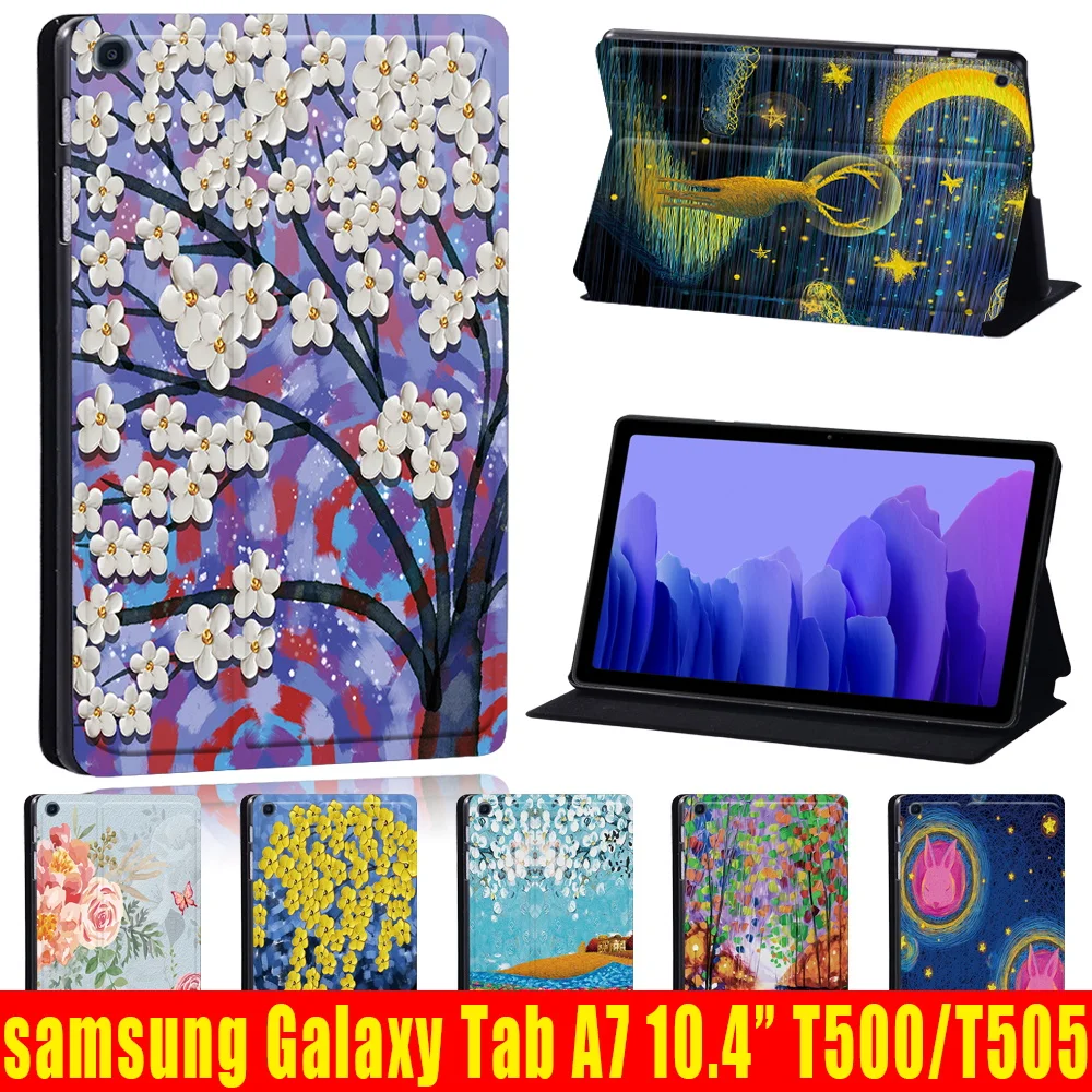 

For Samsung Galaxy Tab A7 Lite 8.7"/Tab A7 10.4" 2020 Paint Print PU Leather Tablet Case for Tab A8 10.5" 2022 Cover Funda