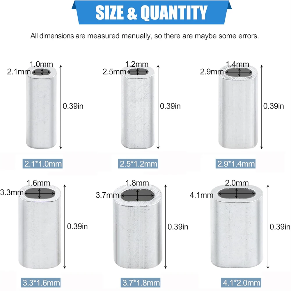 200 قطعة الصيد الألومنيوم تجعيد الأكمام البيضاوي ب...