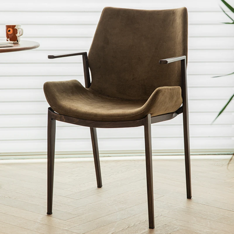 

Simple Modern Home Furniture Backrest Armchair for Restaurant Hotel Lobby Armrest Chairs Nordic Leather Living Room Dining Chair