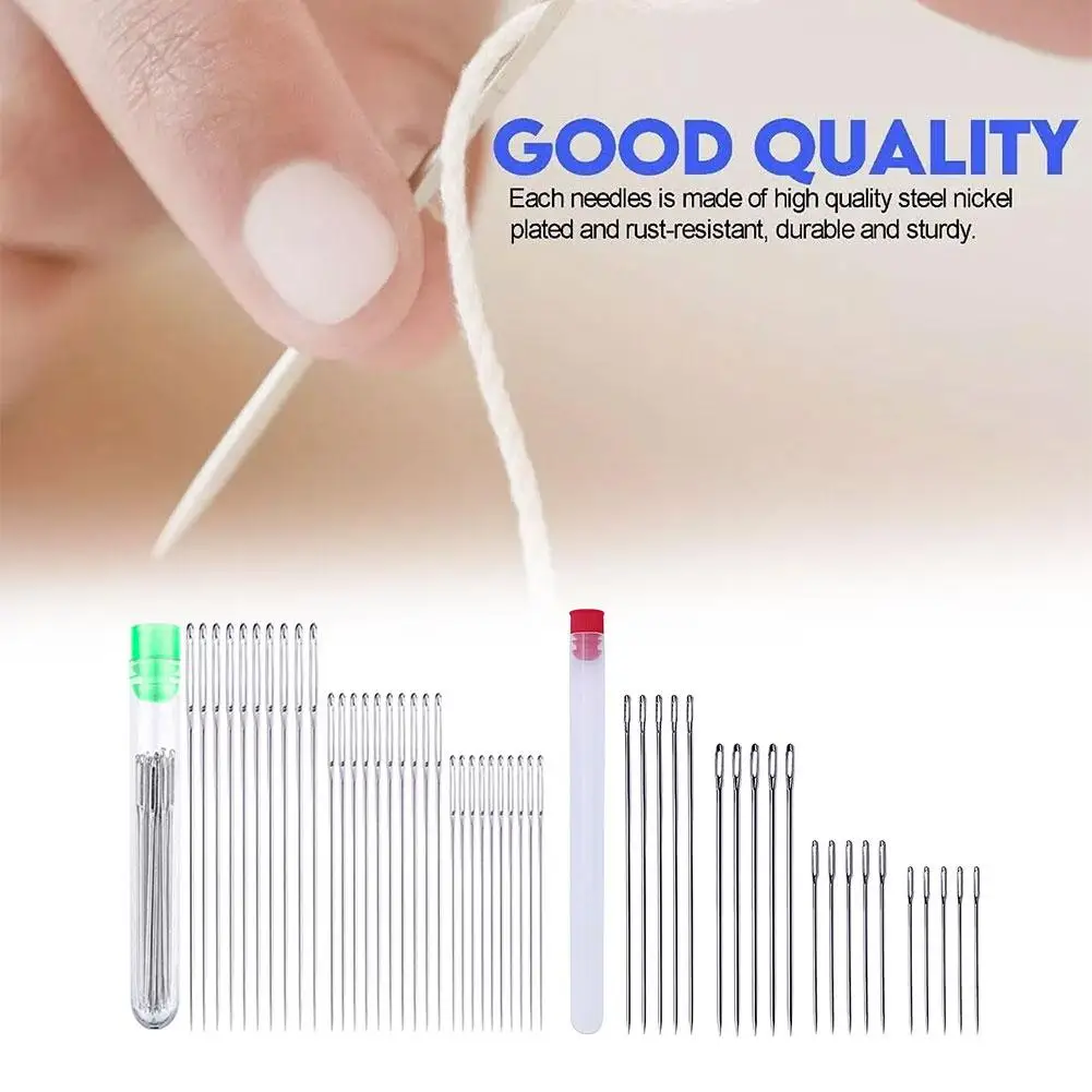 20/30pcs Steel Sewing Needles Side Hole Hand Sewing Blind Needle Needles Accessories Household Self-Thread A6D2