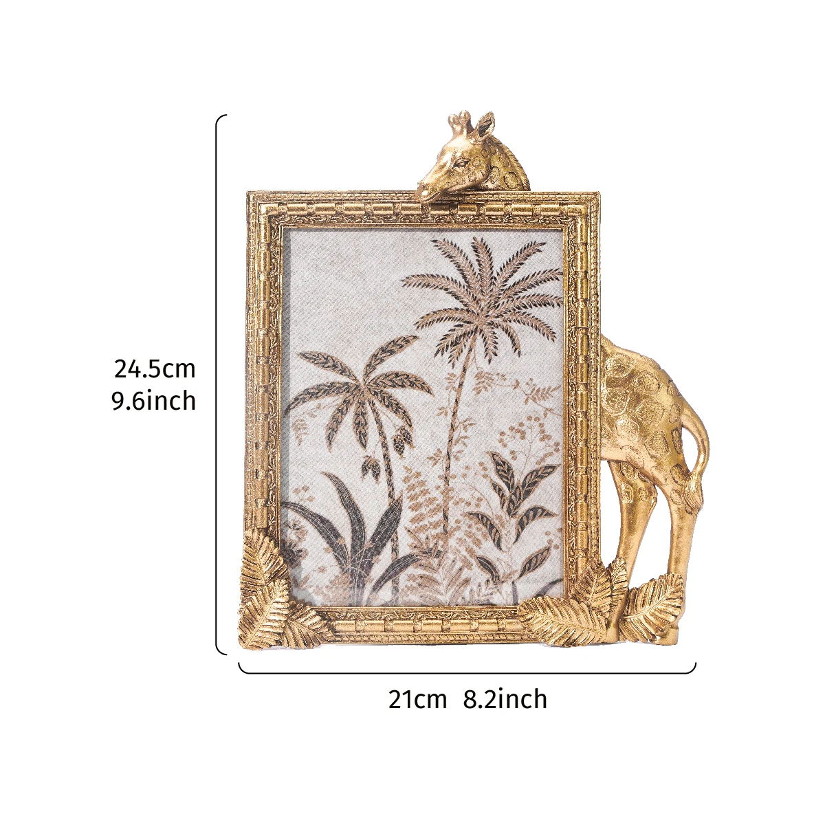 1PC, golden resin material rectangular giraffe-shaped decorative photo frame, resin material desktop warm photo display frame