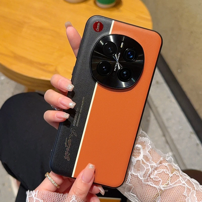 Fashionable Luminous Camera Protective Back Cover Case - PC+PU Leather Phone Shell for Huawei Honor Magic 7 Pro