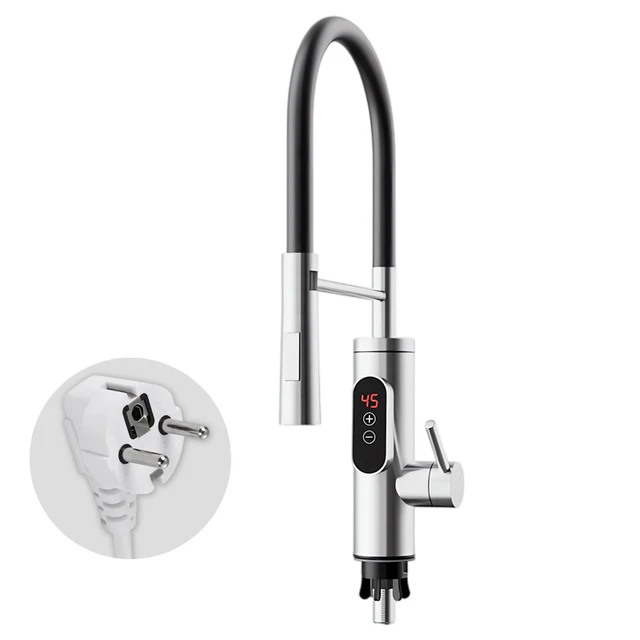 Chauffe-eau électrique 220V, robinet de cuisine, chauffage instantané sans réservoir, mélangeur chauffant coulant, affichage numérique pour sous l'évier 1