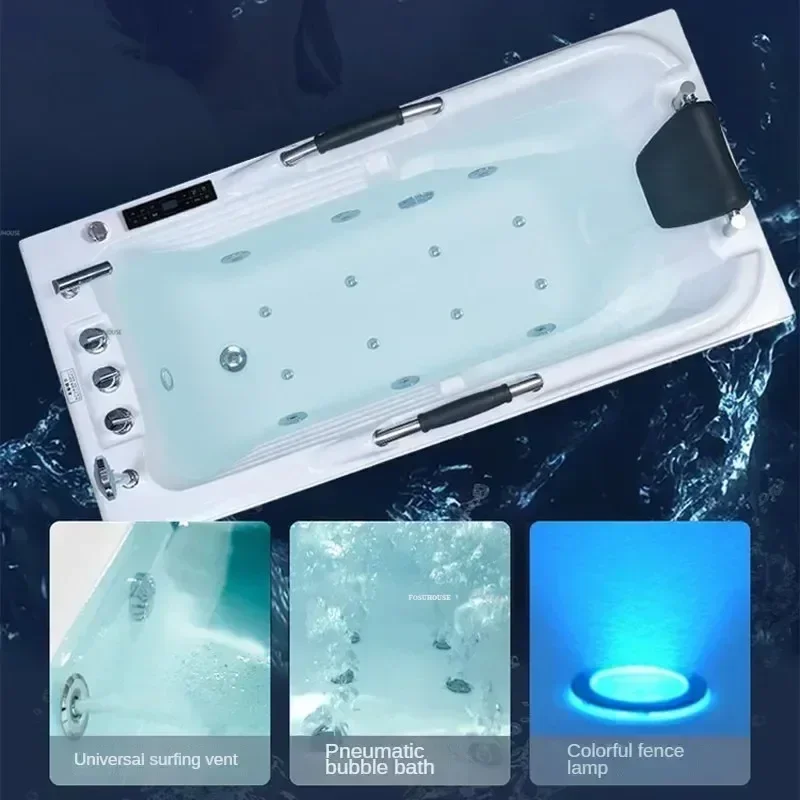 Light Luxury Massage Bathtub Small Apartment Bathroom Household Surf Jacuzzi Acrylic Design Adult Bathtub With Grab Bars YY