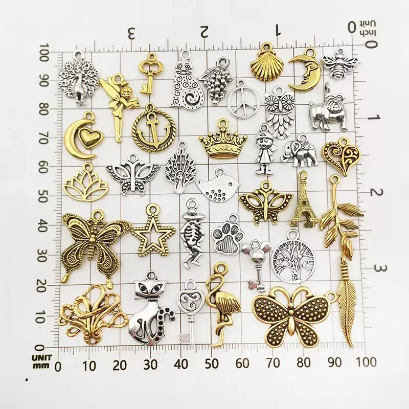 30/100pcs 빈티지 금속 매력 혼합 동물 새 비즈 펜던트 DIY 팔찌 Neacklace 액세서리 보석 만들기 결과