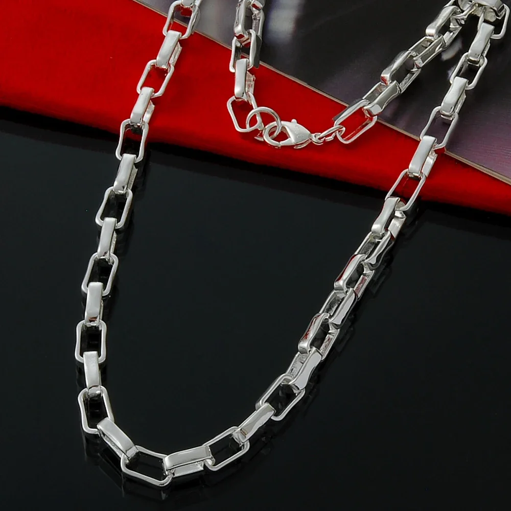 50CM Fine designer 5MM long box chain 925 Sterling Silver Necklace For Women man fashion party Wedding luxury Jewelry gifts
