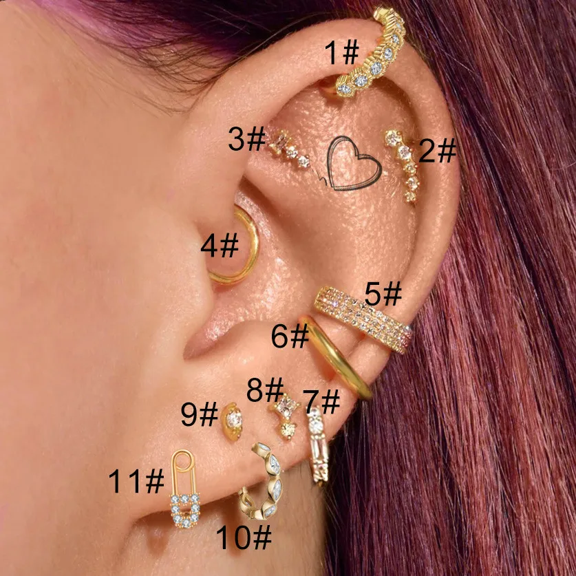 1pc Kristall zarte Helix Tragus Ohr Knorpel Piercing Damen Ohrringe Daith Schraube Ohr stecker auf Ohr Y2k Modeschmuck
