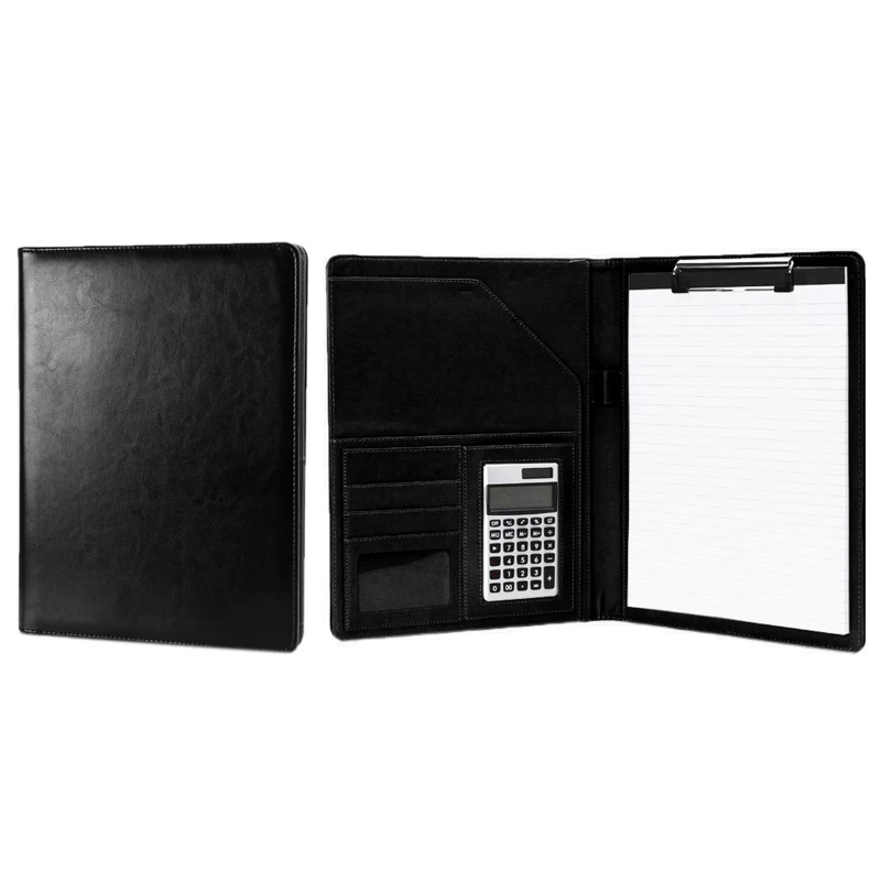 Leather Conference File Folder Document Manager With Calculator