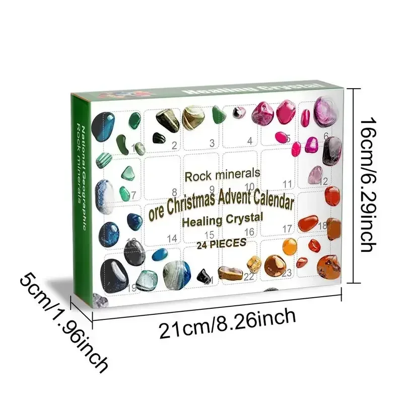 Christmas Advent Calendar 24 Grid Stone Rock Mineral Crystal Collection Box 24 Day Countdown Calendar Gift Children christmas countdown calendar christmas advent calendar rock advent calendar