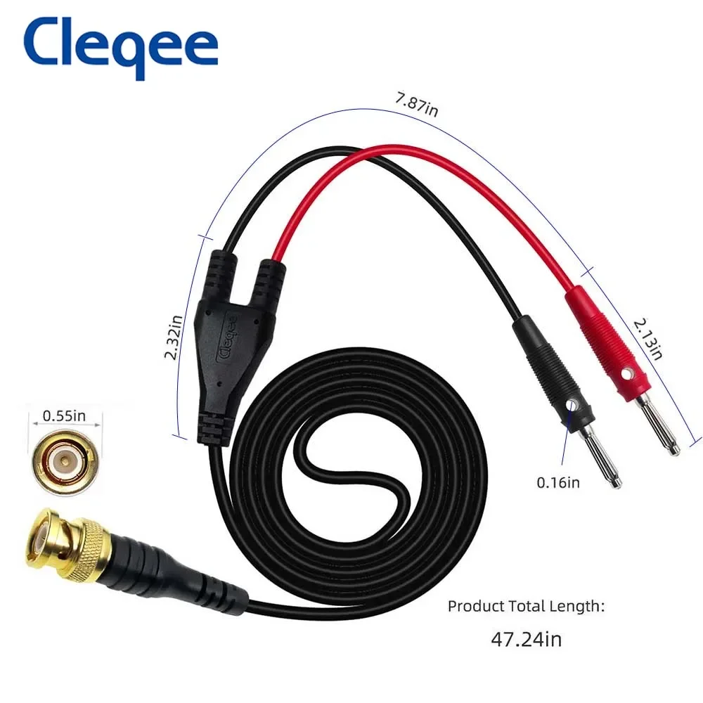 Cleqee P1067 Gold plated Pure Copper BNC Male plug to 4mm Stackable Banana Plug Test Lead Oscilloscope Q9 Coaxial Cable 120cm