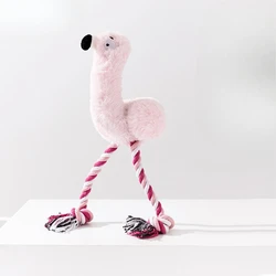 Plush Squeaky Tug - of - War Dog Toy - Bite - Resistant Interactive Zoo Animal Toy (Pink Flamingo)