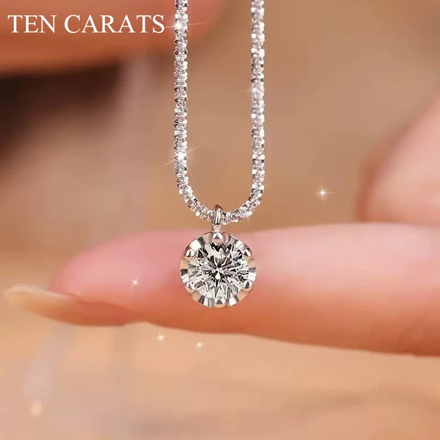 TEN CARATS 0.5-2CT כסף סטרלינג S925 מואיסנייט שרשרת נשים מבריקה מאוד D צבע VVS1 תליון שרשרת מצופה תכשיטים 1