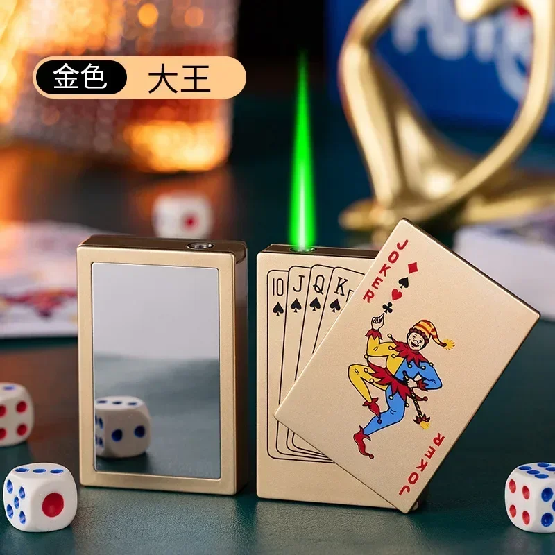 Butane Gas Lighter Creative Playing Card Lighter Jet Flame Butane Torch Lighter Side Slip Ignition Windproof Cool Lighters Smoking Accessories
