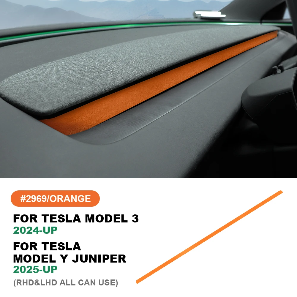 Italienischer Top-Wildleder-Armaturenbrett-Entlüftungsauslass-Rahmen-Zieraufkleber für Tesla Model 3, Highland 2024, Modell Y Juniper 2025, Zubehör
