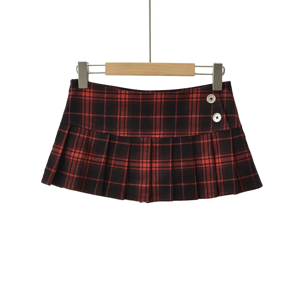Vintage Korean Style Summer Plaid Mini Skirts