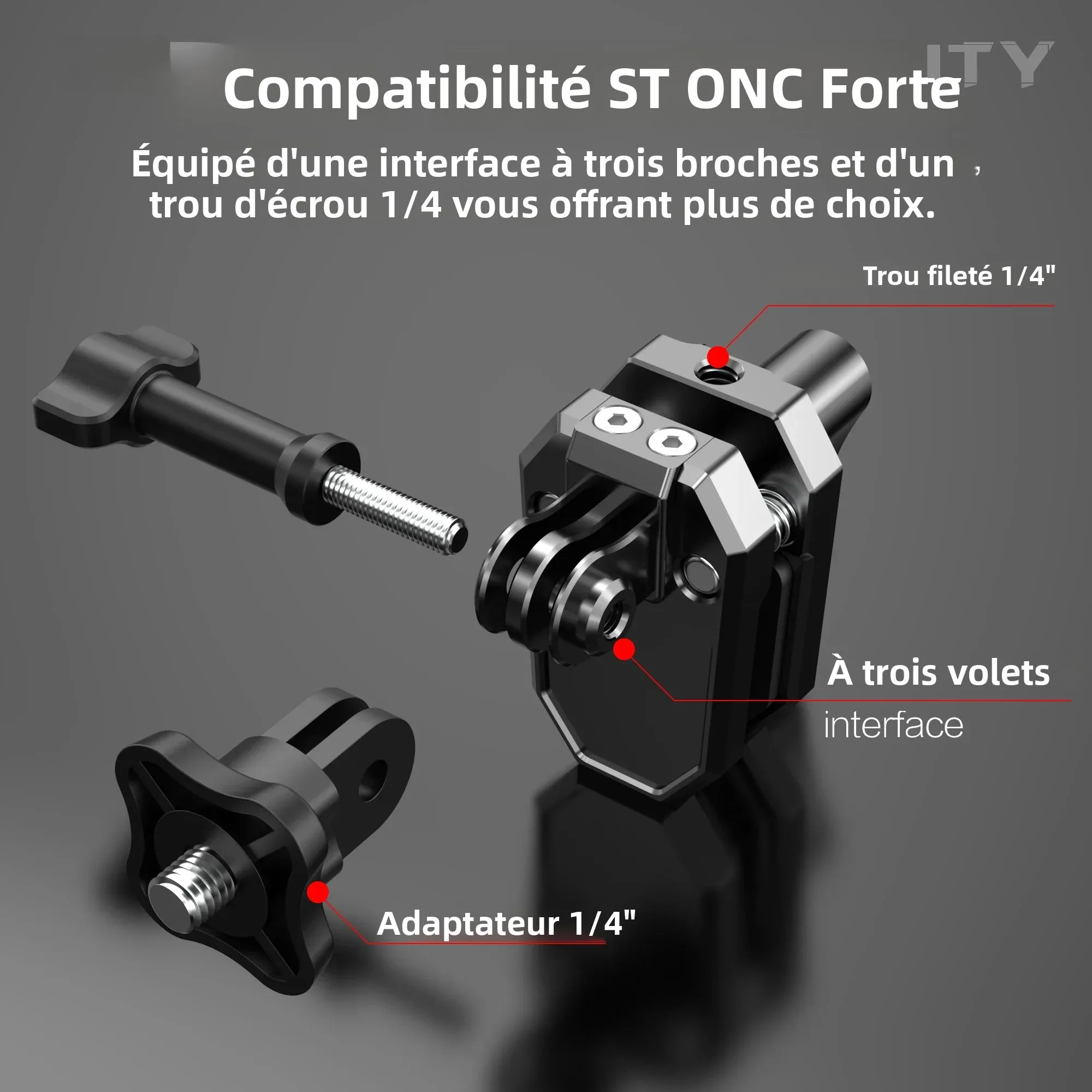 Support pare-brise moto GoPro Insta360 DJI Osmo - Pince aluminium